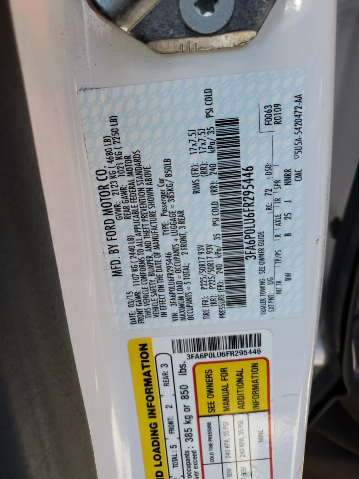 2015 Ford Fusion Se Hybrid VIN: 3FA6P0LU6FR295446 Lot: 61070214