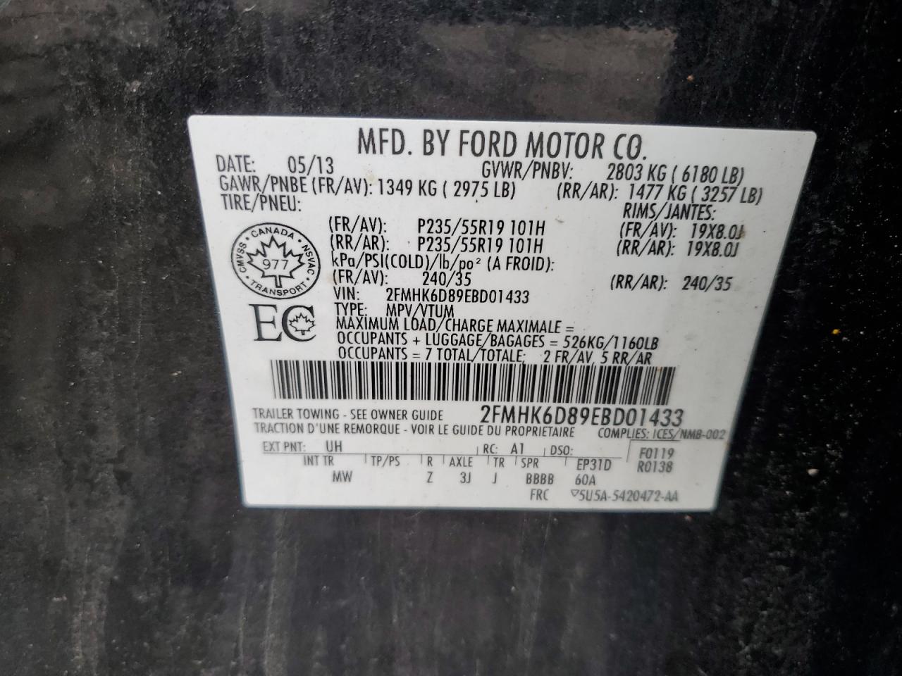 2FMHK6D89EBD01433 2014 Ford Flex Limited