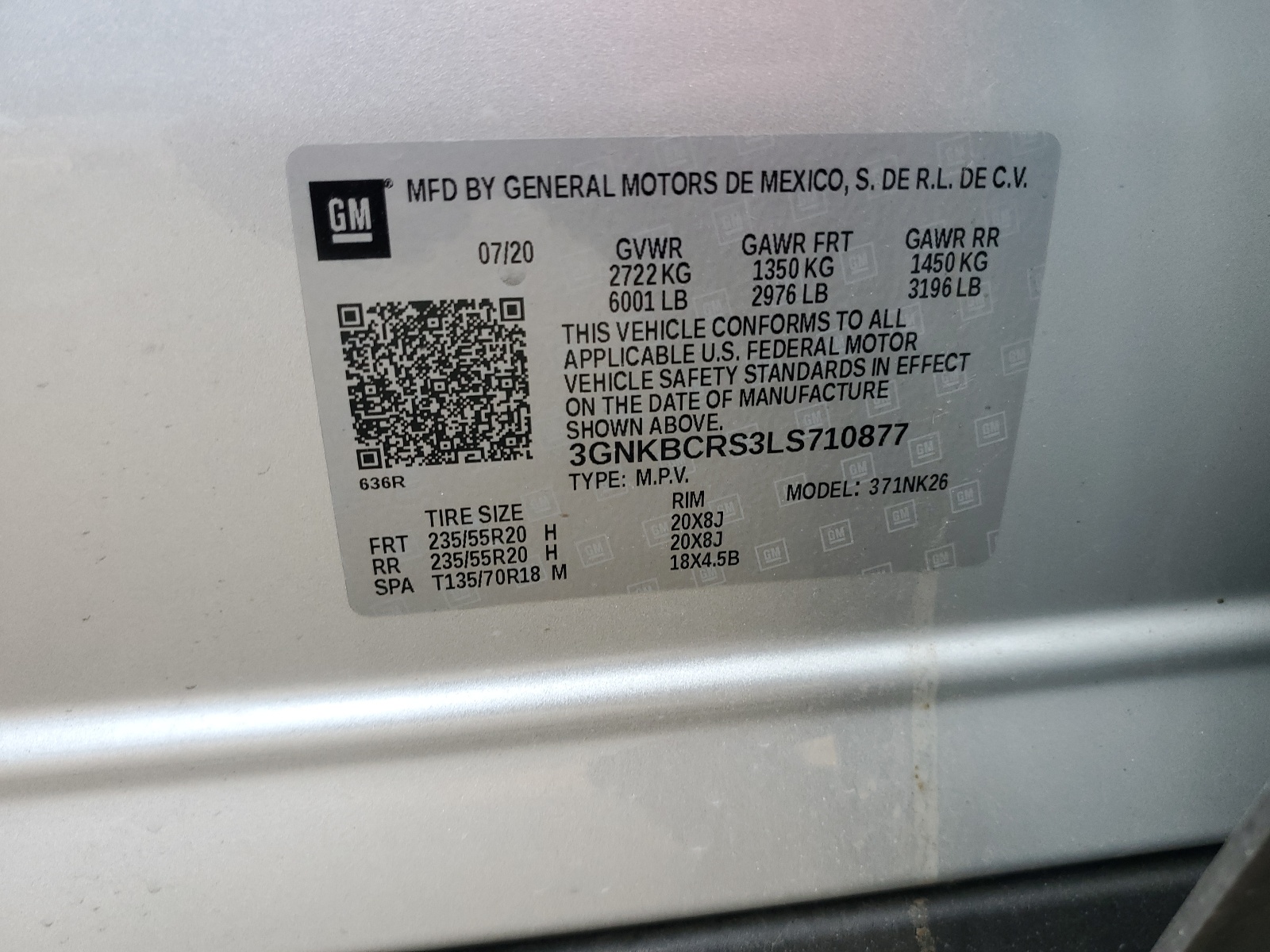 3GNKBCRS3LS710877 2020 Chevrolet Blazer 2Lt