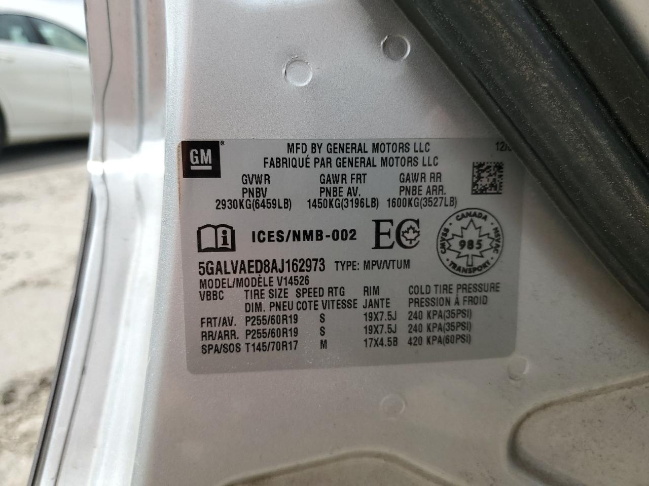 2010 Buick Enclave Cx VIN: 5GALVAED8AJ162973 Lot: 59781524