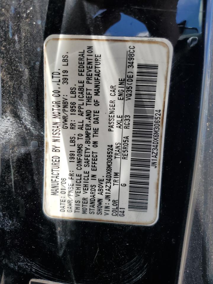 2006 Nissan 350Z Coupe VIN: JN1AZ34DX6M306524 Lot: 58336404