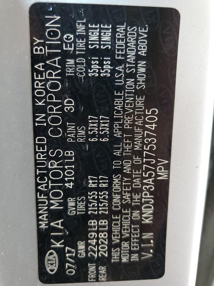 2018 Kia Soul + VIN: KNDJP3A57J7537405 Lot: 61065494