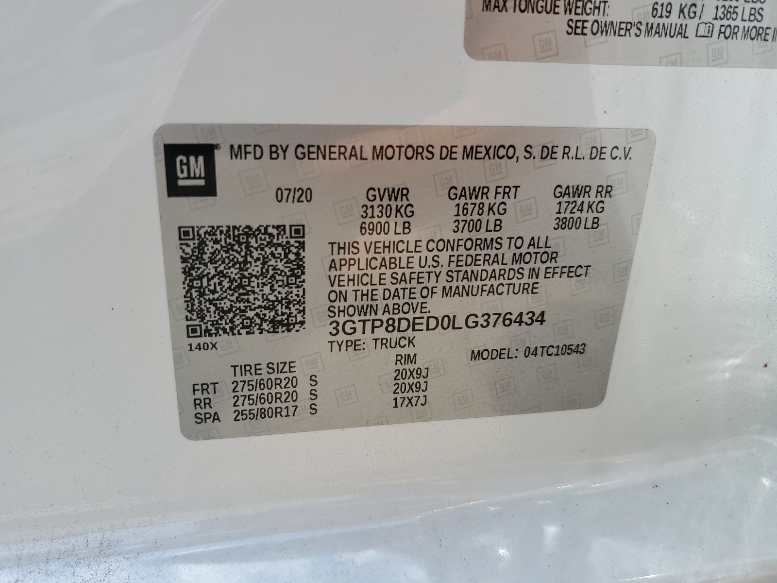 3GTP8DED0LG376434 2020 GMC Sierra C1500 Slt