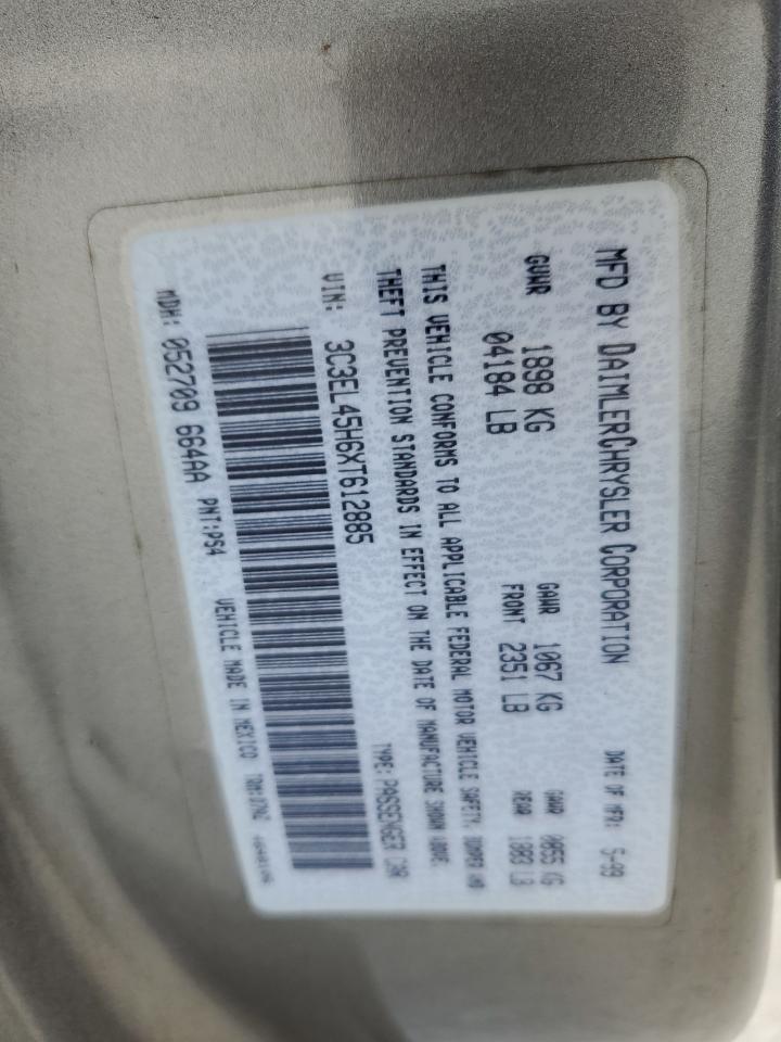 1999 Chrysler Sebring Jx VIN: 3C3EL45H6XT612885 Lot: 57965314