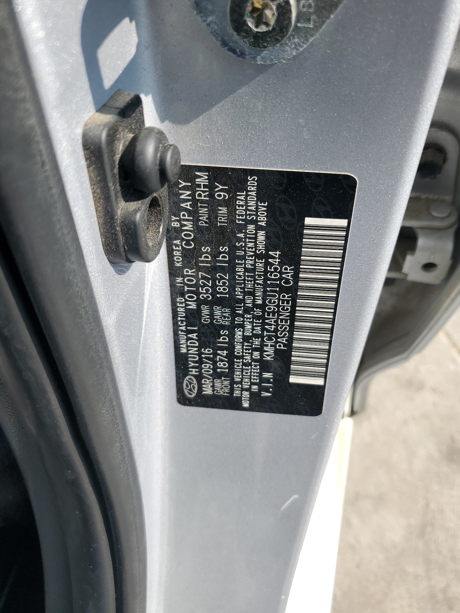 KMHCT4AE9GU116544 2016 Hyundai Accent Se