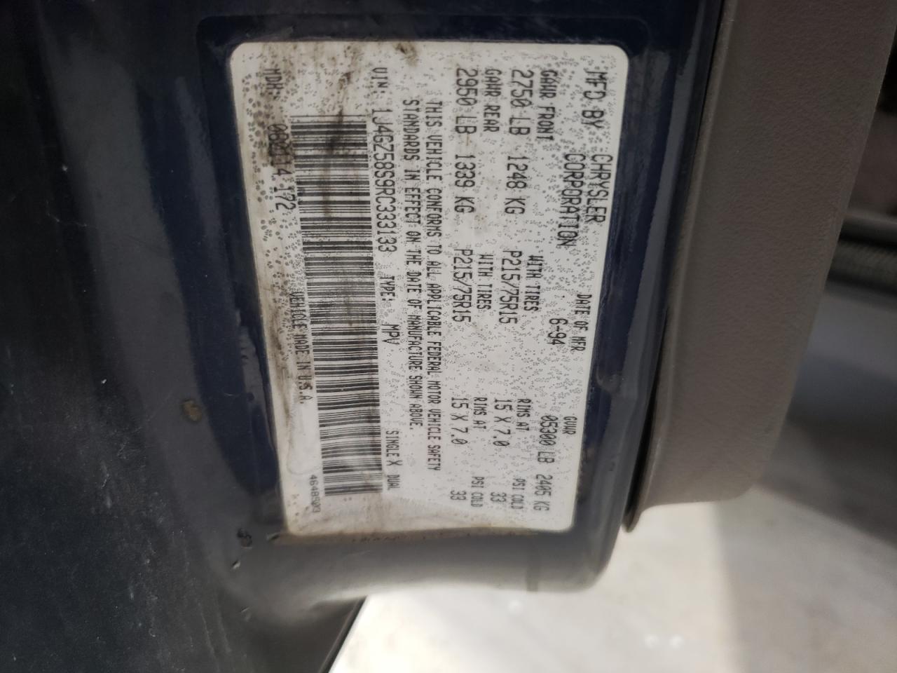 1994 Jeep Grand Cherokee Laredo VIN: 1J4GZ58S9RC333133 Lot: 59856074