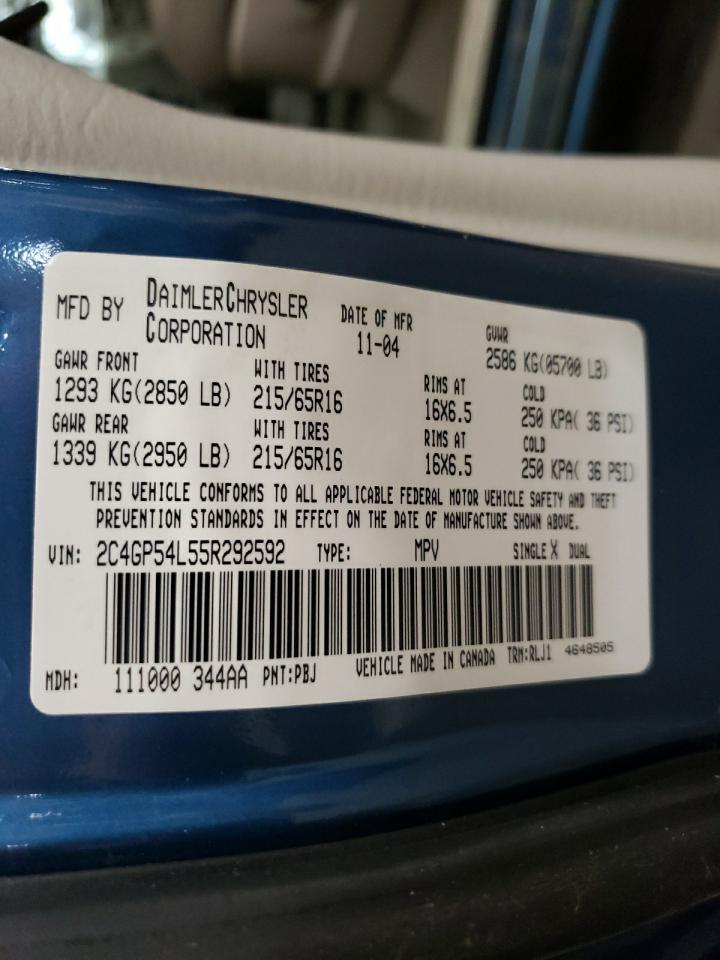 2005 Chrysler Town & Country Touring VIN: 2C4GP54L55R292592 Lot: 58725544