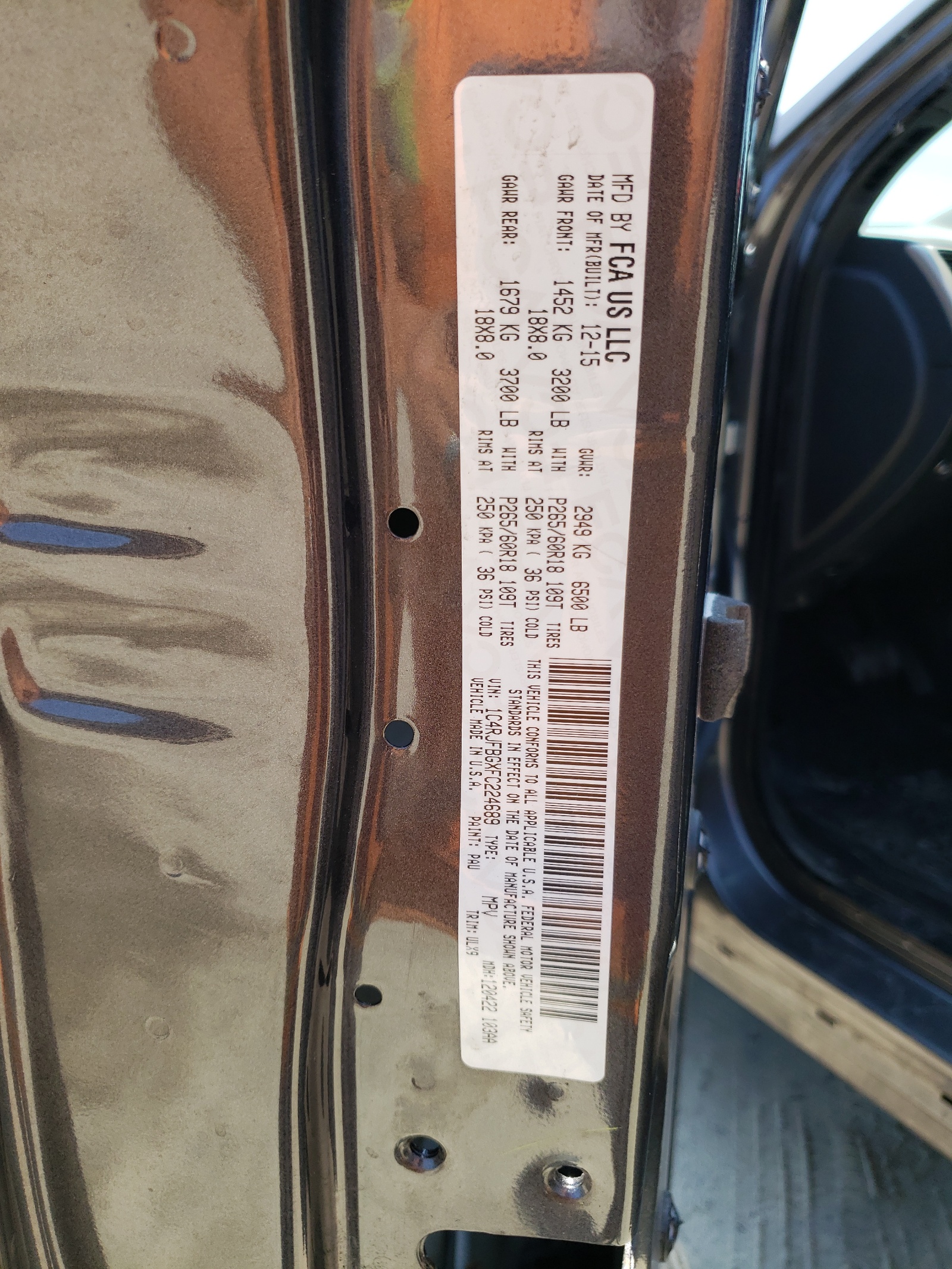 1C4RJFBGXFC224689 2015 Jeep Grand Cherokee Limited