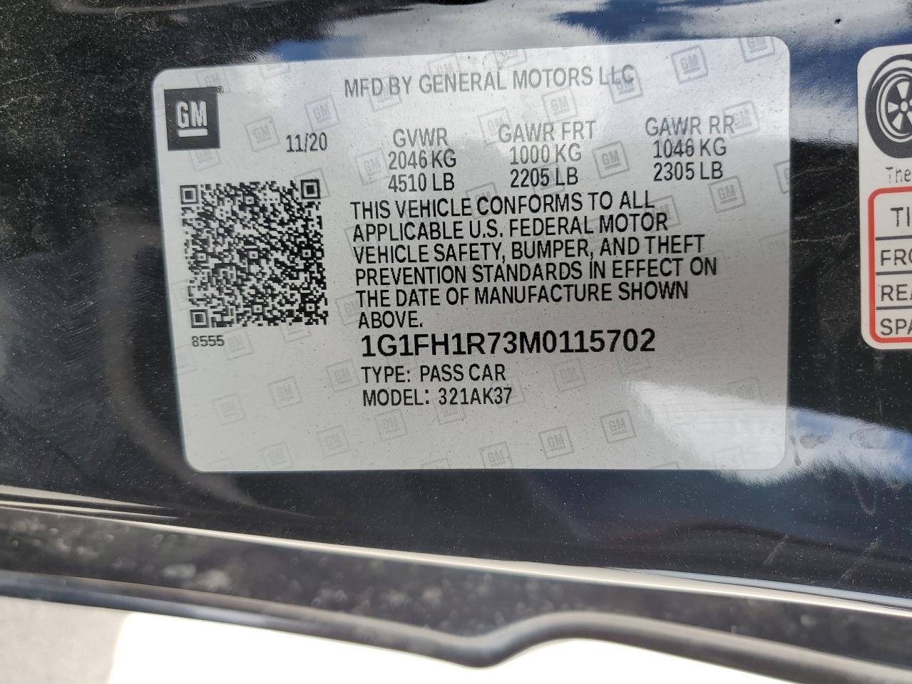 2021 Chevrolet Camaro Ss VIN: 1G1FH1R73M0115702 Lot: 59863264