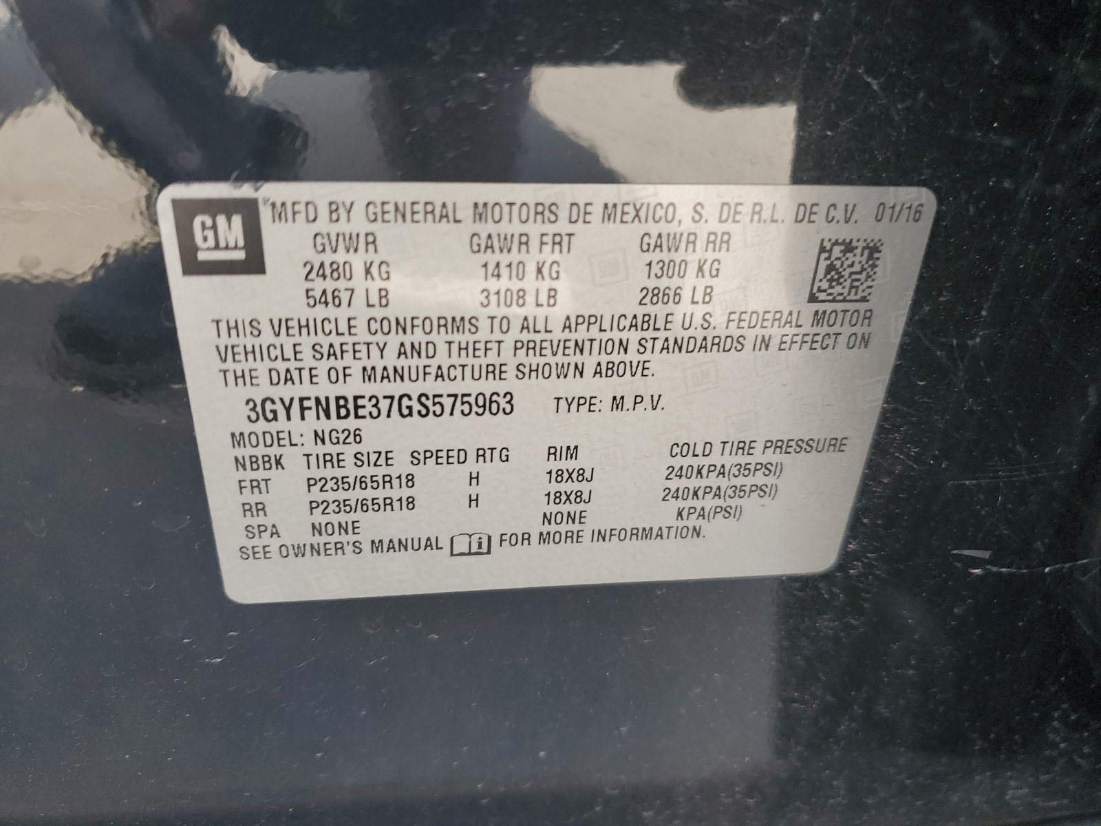 3GYFNBE37GS575963 2016 Cadillac Srx Luxury Collection