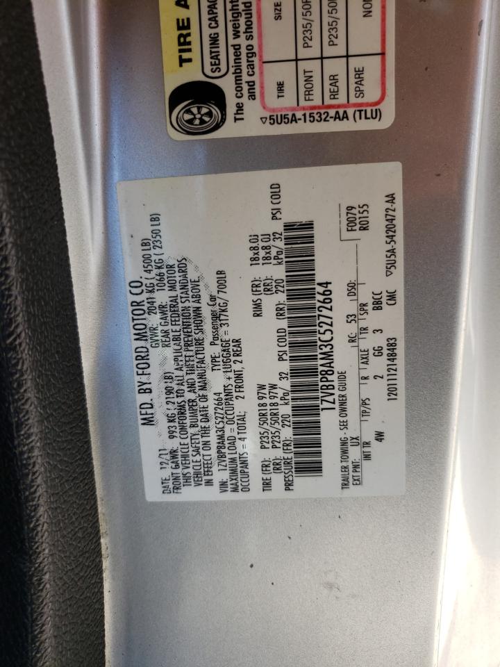 2012 Ford Mustang VIN: 1ZVBP8AM3C5272664 Lot: 55003954