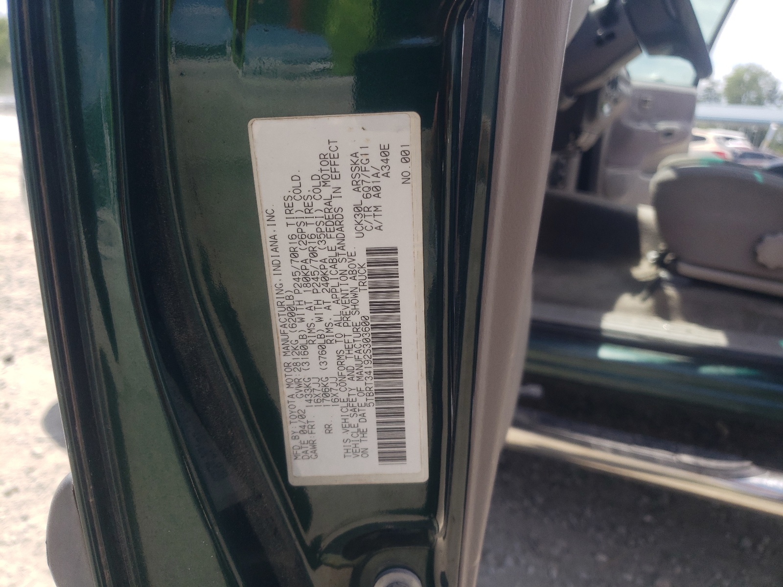 5TBRT34192S303600 2002 Toyota Tundra Access Cab