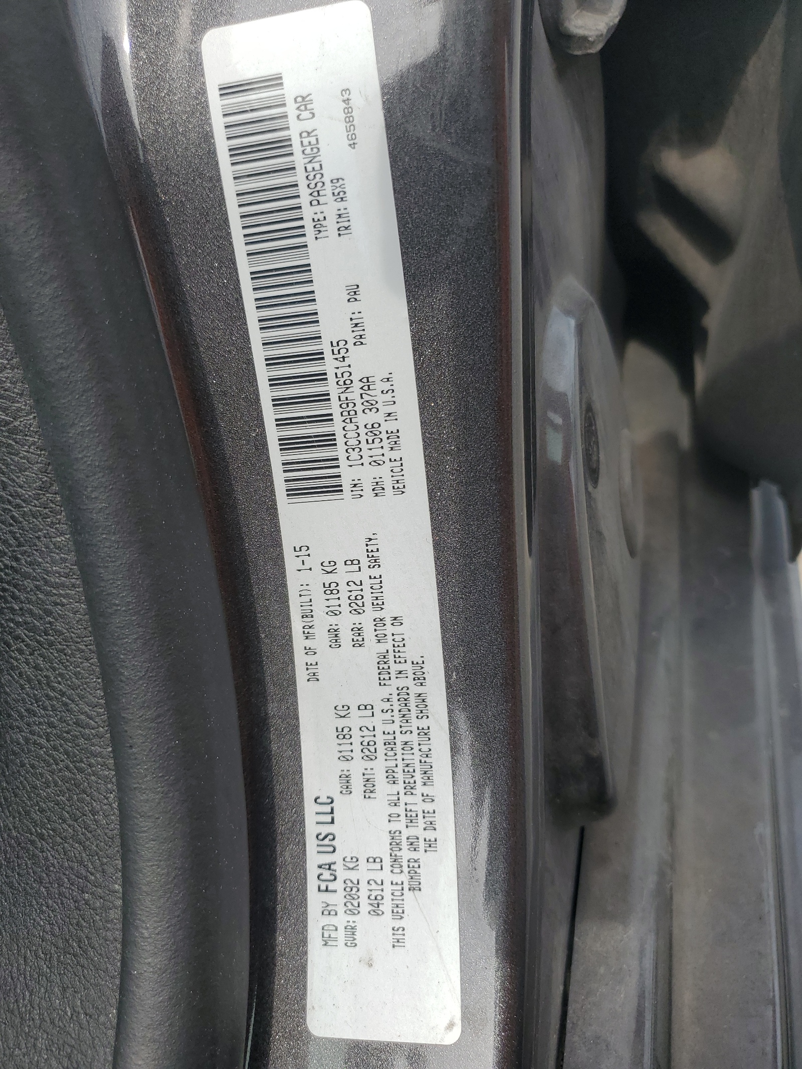 1C3CCCAB9FN651455 2015 Chrysler 200 Limited