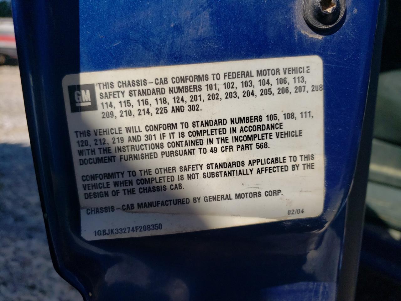 2004 Chevrolet Silverado K3500 VIN: 1GBJK33274F208350 Lot: 63034394