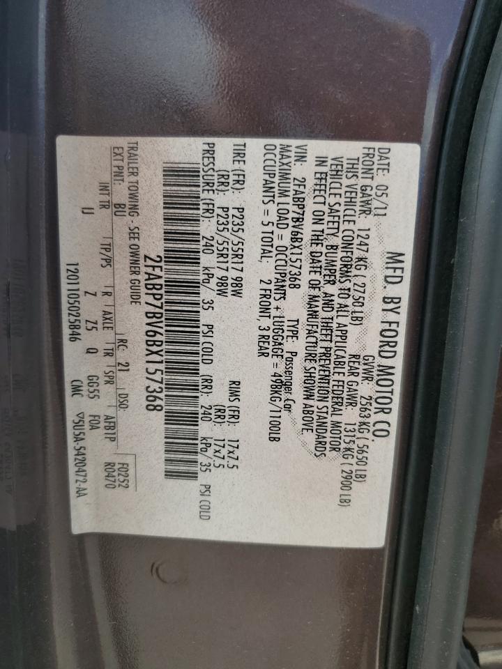 2011 Ford Crown Victoria Police Interceptor VIN: 2FABP7BV6BX157368 Lot: 57955644