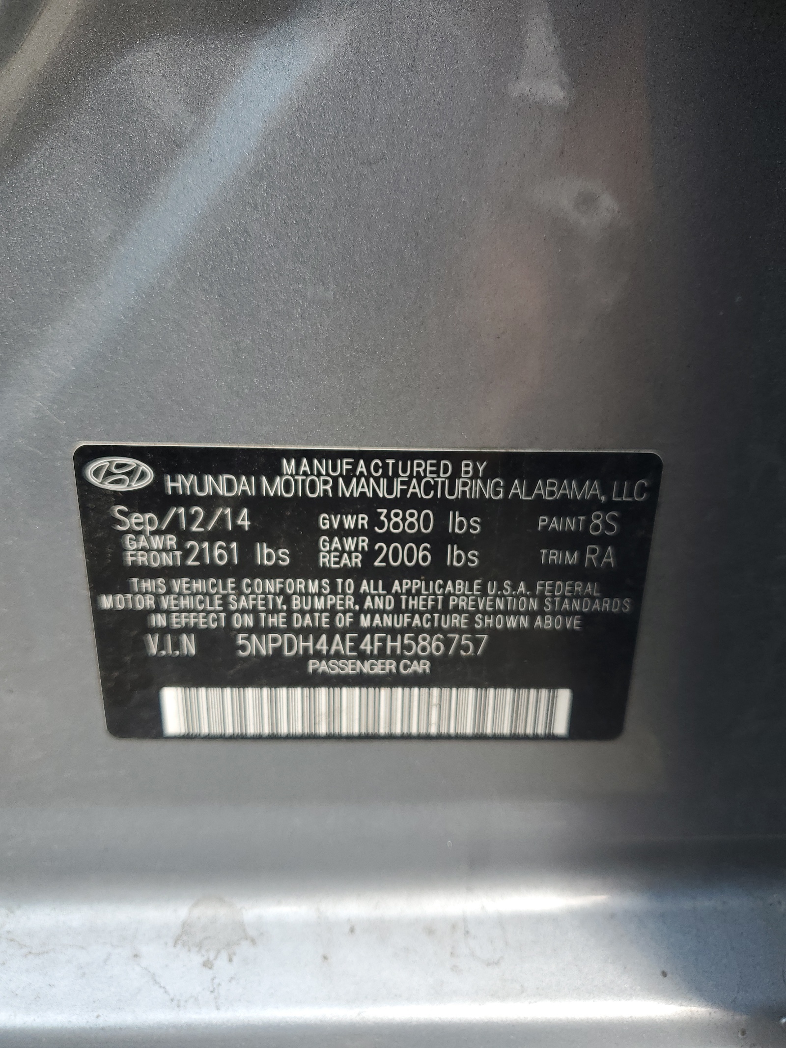 5NPDH4AE4FH586757 2015 Hyundai Elantra Se