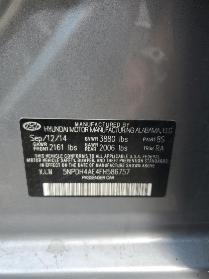 2015 Hyundai Elantra Se VIN: 5NPDH4AE4FH586757 Lot: 58911364