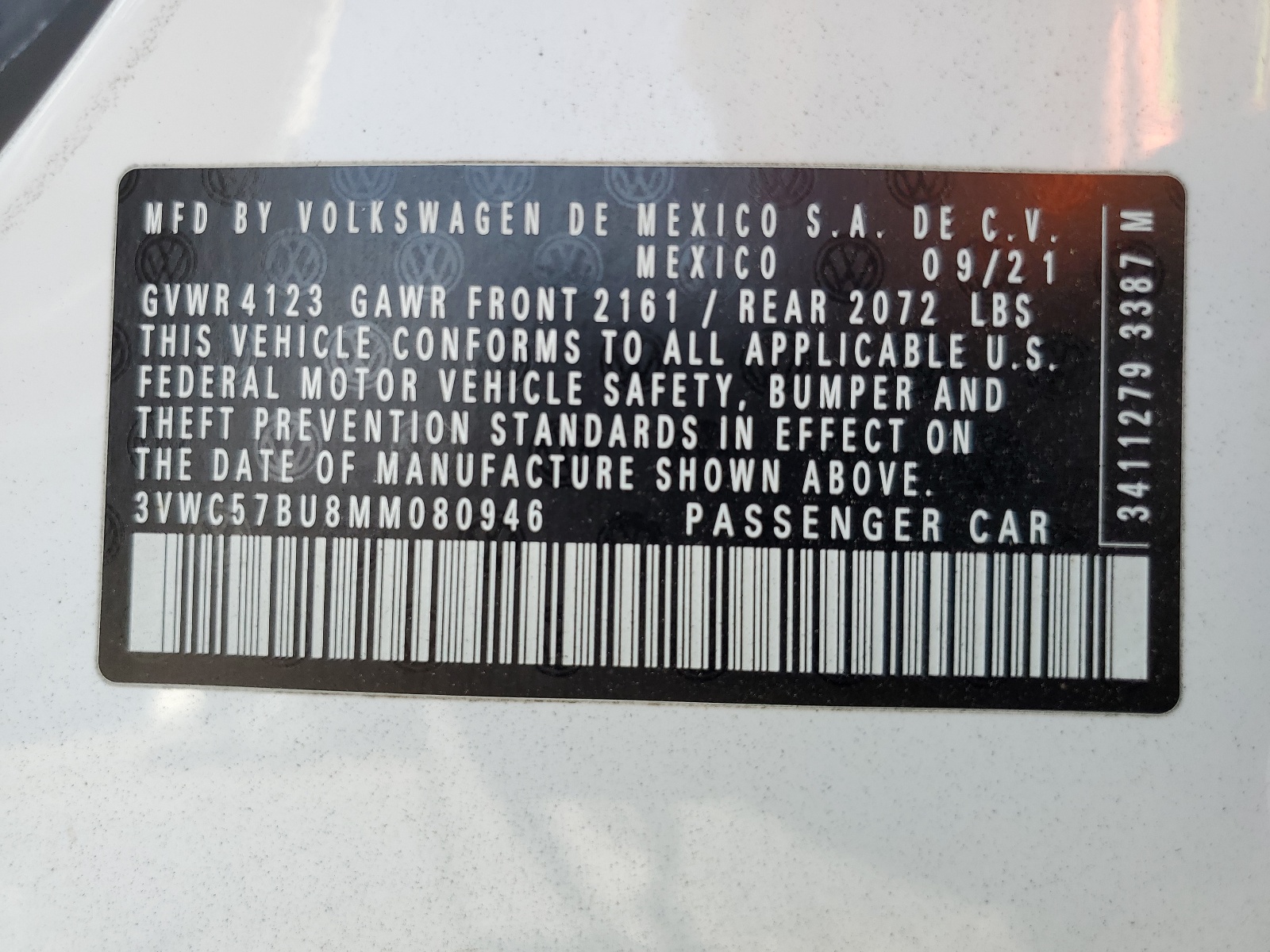 3VWC57BU8MM080946 2021 Volkswagen Jetta S