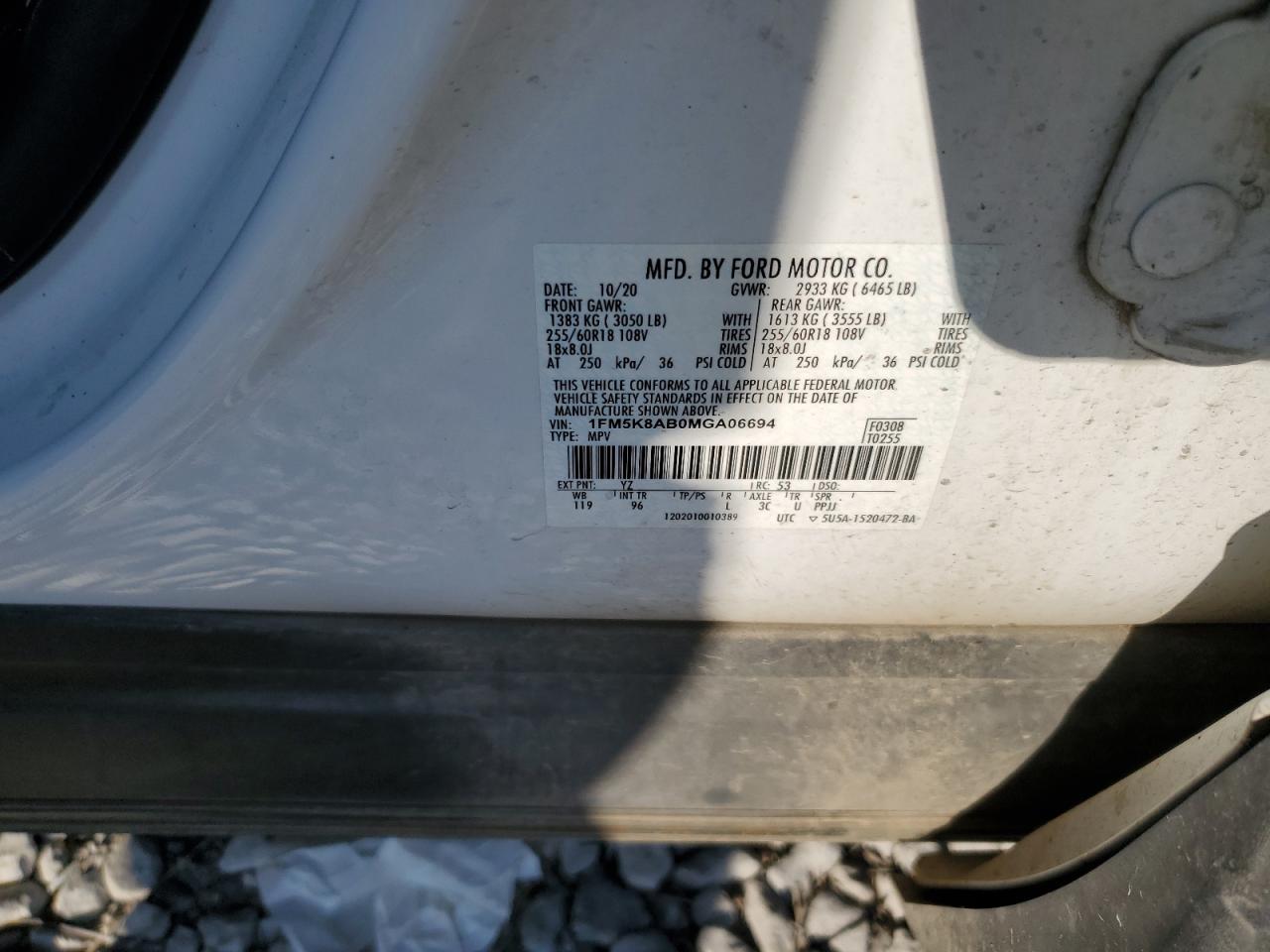 2021 Ford Explorer Police Interceptor VIN: 1FM5K8AB0MGA06694 Lot: 57856824