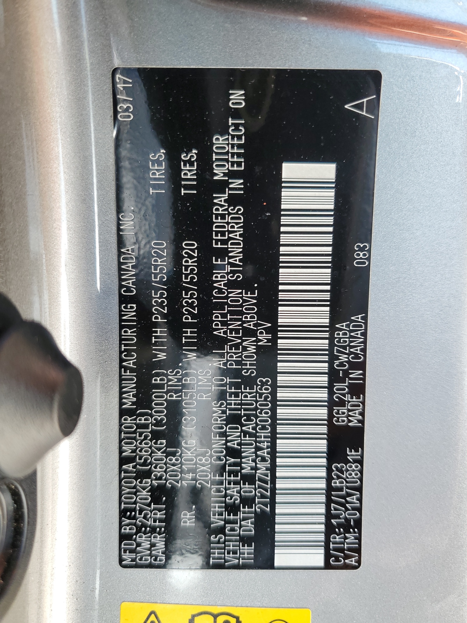 2T2ZZMCA4HC060563 2017 Lexus Rx 350 Base
