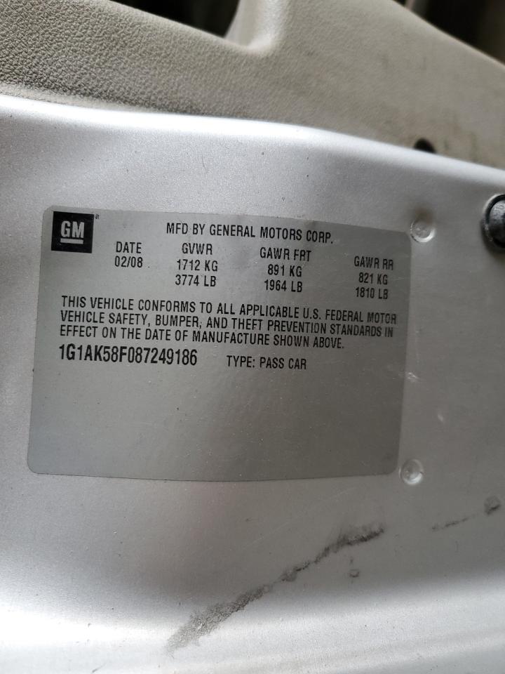 2008 Chevrolet Cobalt Ls VIN: 1G1AK58F087249186 Lot: 58766224