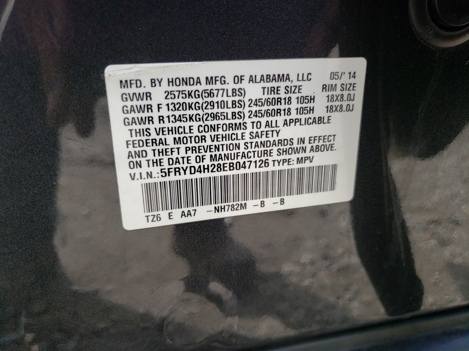 5FRYD4H28EB047126 2014 Acura Mdx