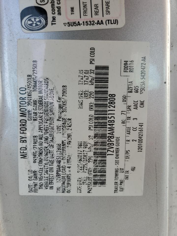 2011 Ford Mustang VIN: 1ZVBP8AM4B5112808 Lot: 60056684