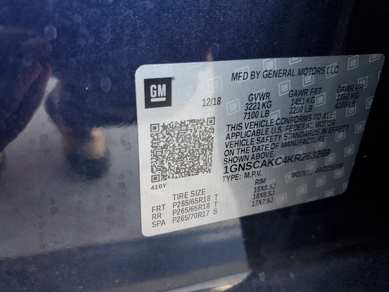 1GNSCAKC4KR263269 2019 Chevrolet Tahoe C1500 Ls