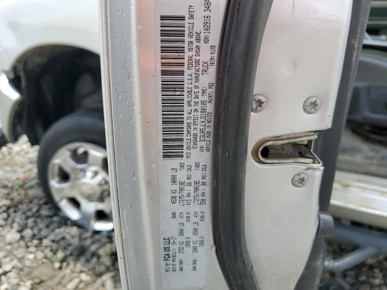 2018 Ram 2500 Slt VIN: 3C6UR5JLXJG180105 Lot: 58714674