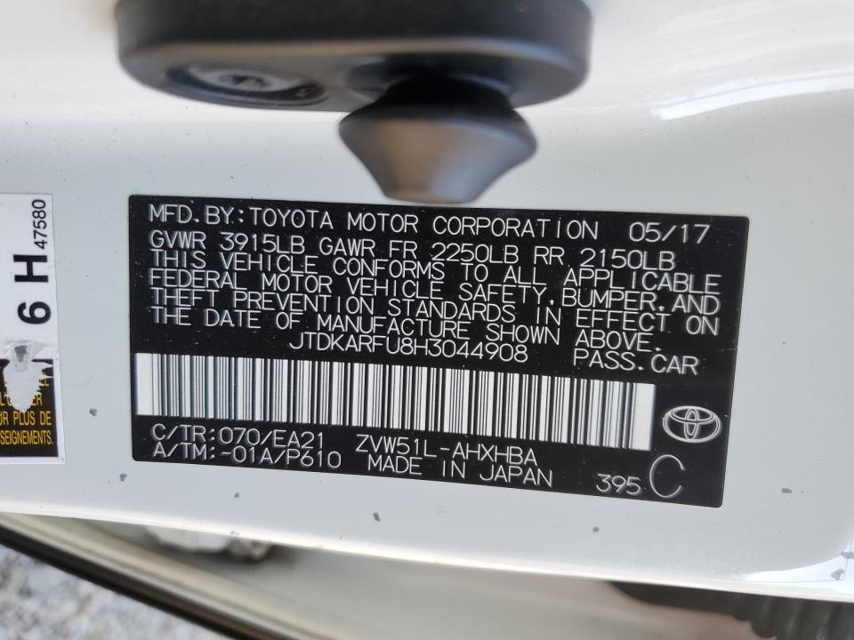 JTDKARFU8H3044908 2017 Toyota Prius
