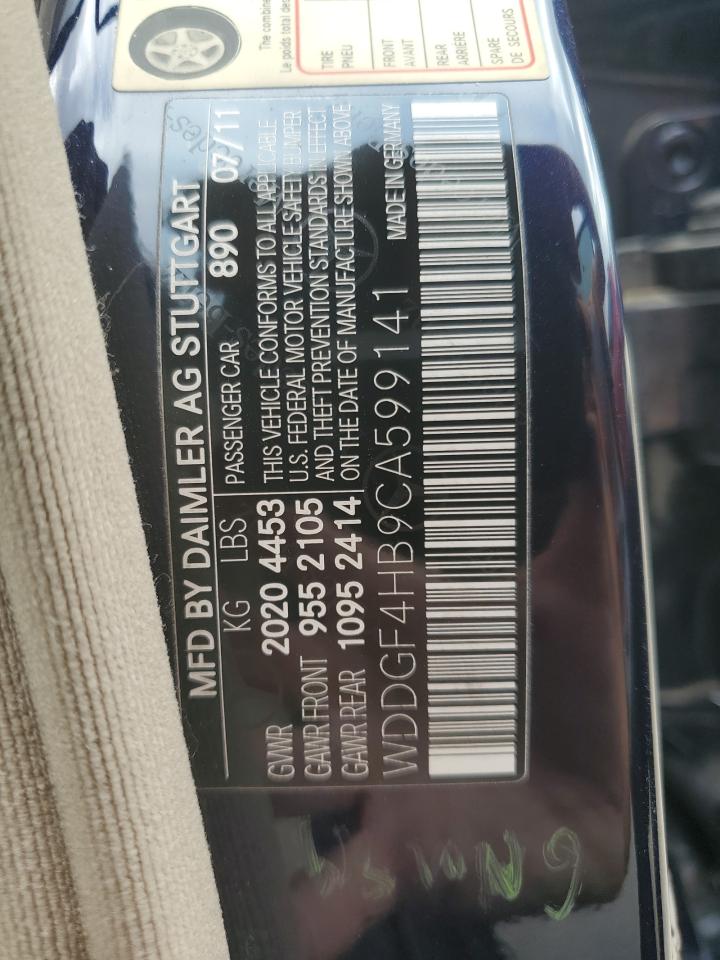 2012 Mercedes-Benz C 250 VIN: WDDGF4HB9CA599141 Lot: 58984614