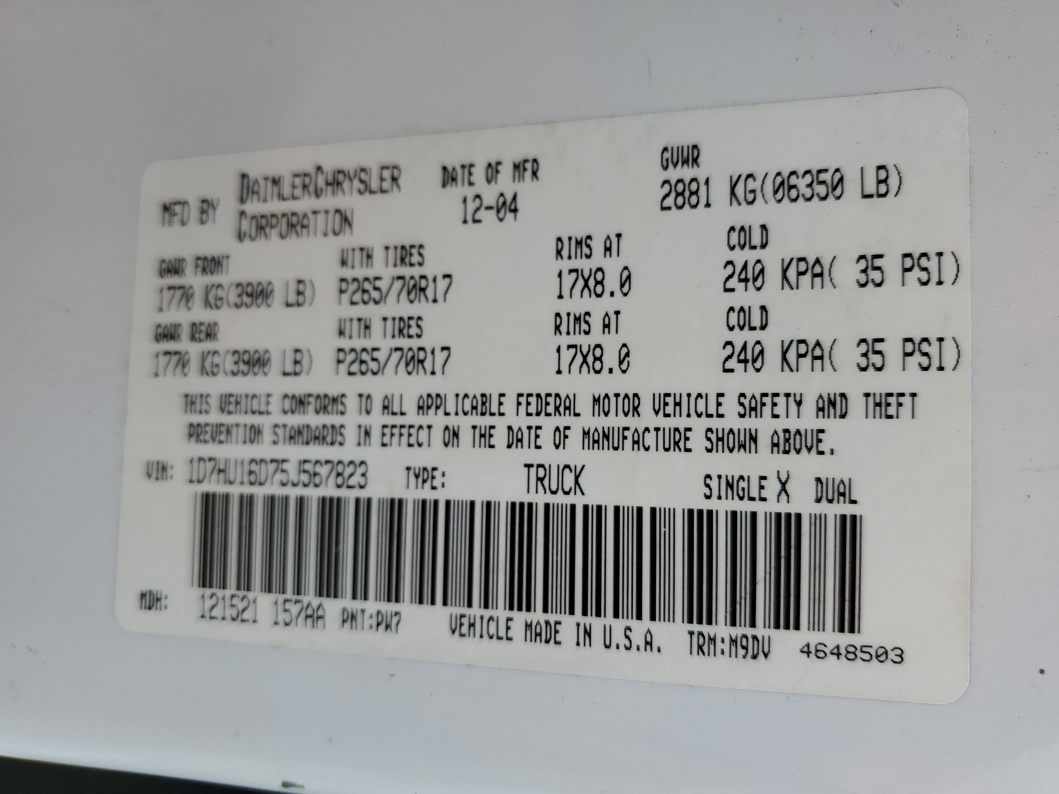 1D7HU16D75J567823 2005 Dodge Ram 1500 St