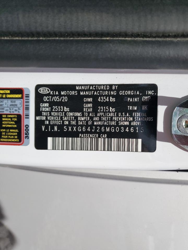 2021 Kia K5 Gt Line VIN: 5XXG64J26MG034615 Lot: 57734914