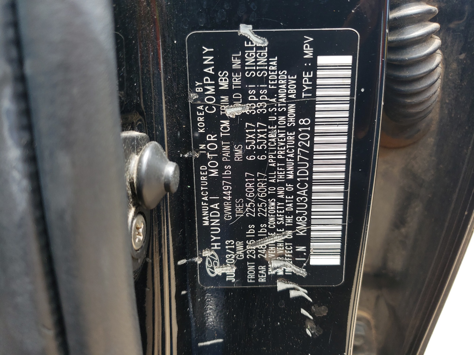 KM8JU3AC1DU772018 2013 Hyundai Tucson Gls