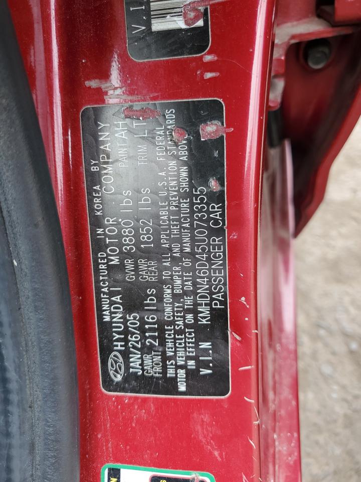 2005 Hyundai Elantra Gls VIN: KMHDN46D45U073355 Lot: 57349174