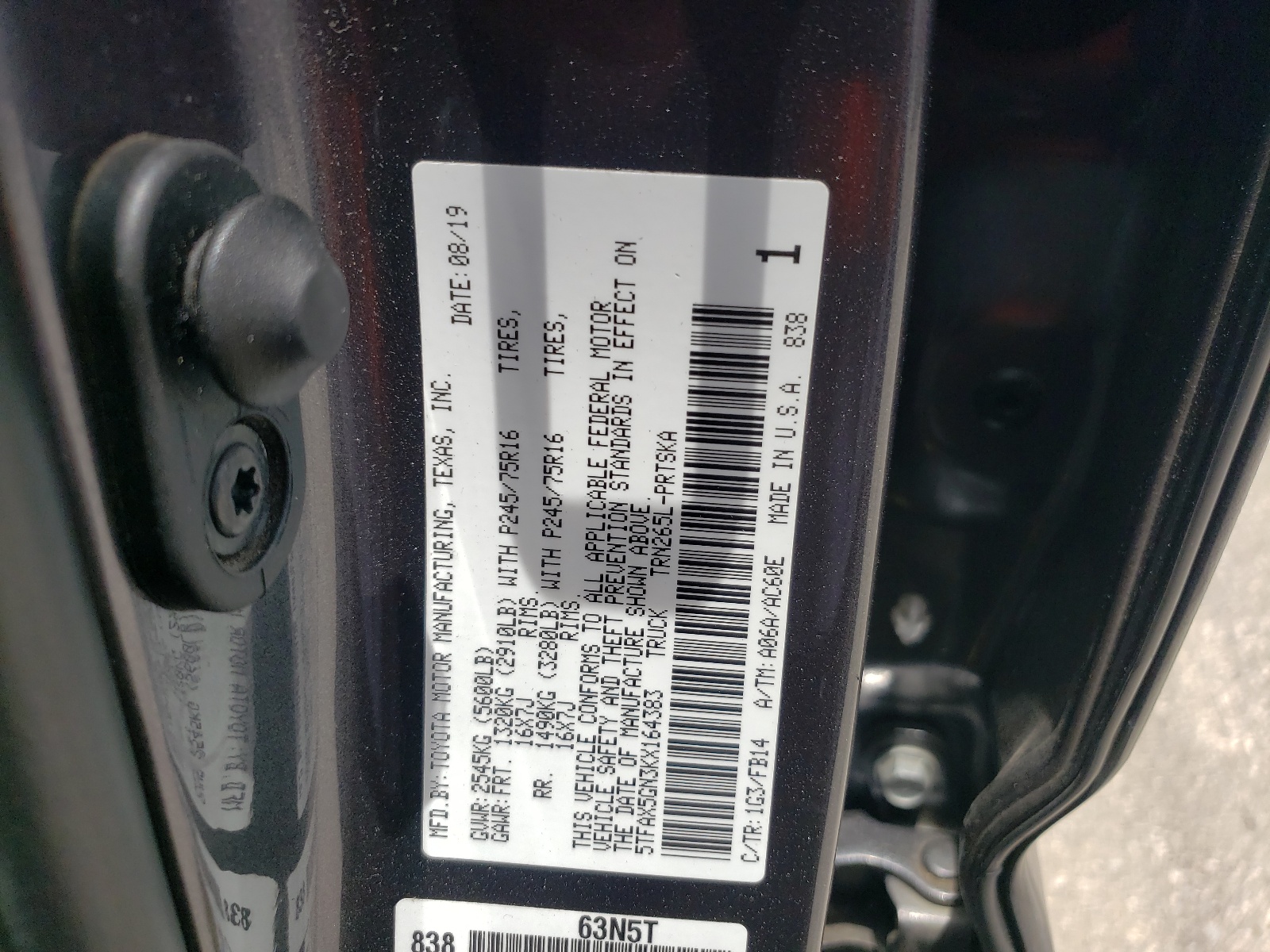 5TFAX5GN3KX164383 2019 Toyota Tacoma Double Cab