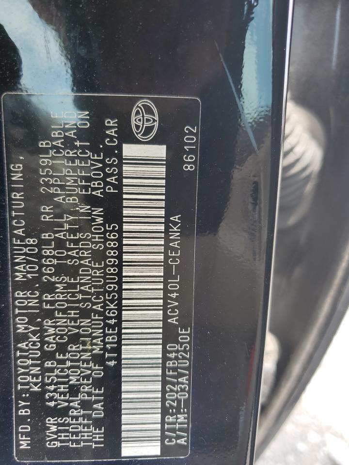 2009 Toyota Camry Base VIN: 4T1BE46K59U898865 Lot: 71430614