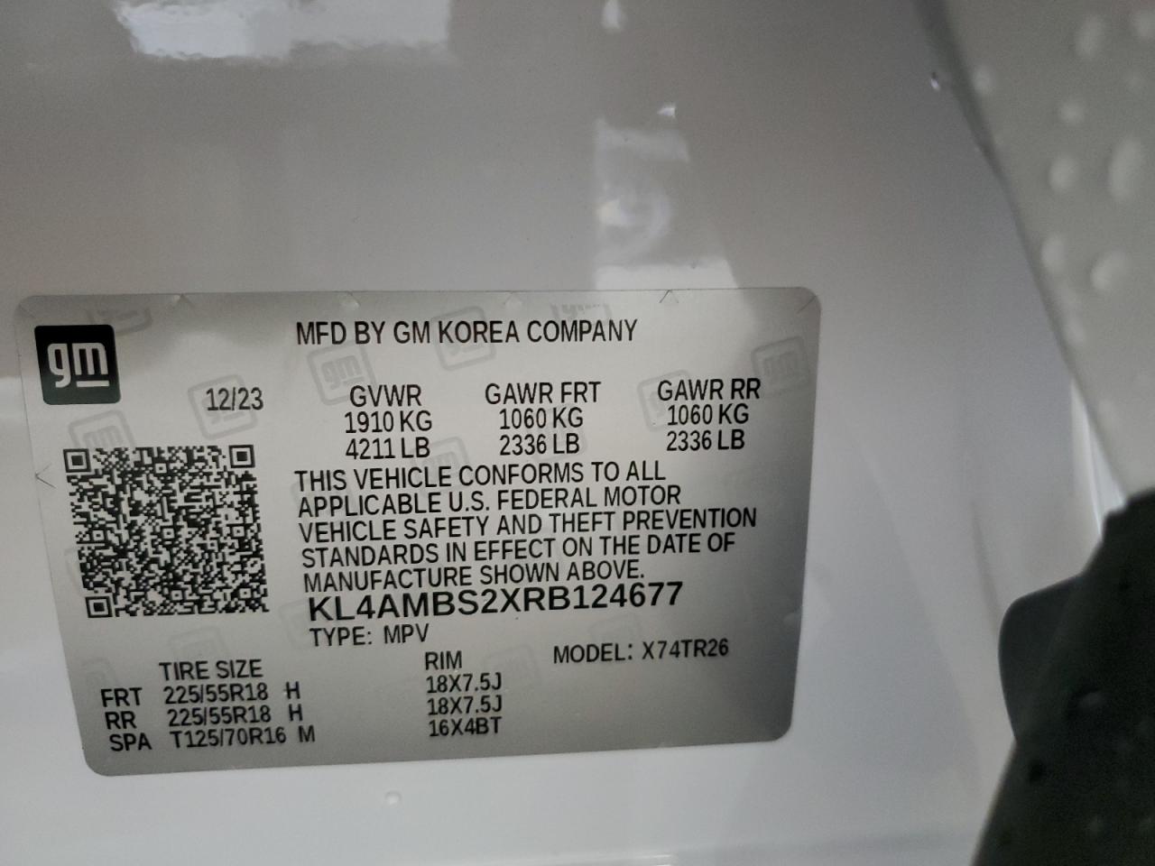 2024 Buick Encore Gx Preferred VIN: KL4AMBS2XRB124677 Lot: 57716194