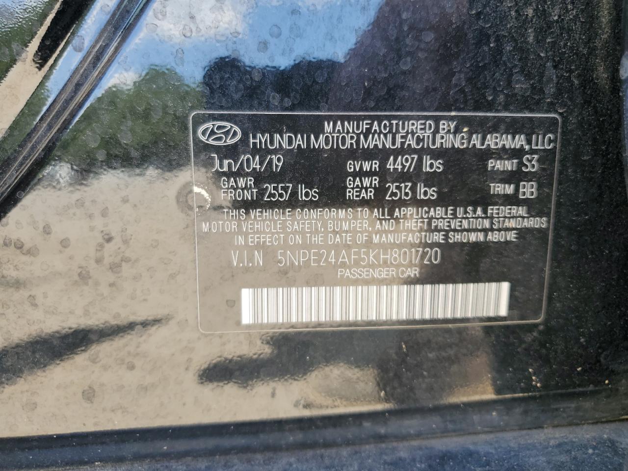 5NPE24AF5KH801720 2019 Hyundai Sonata Se