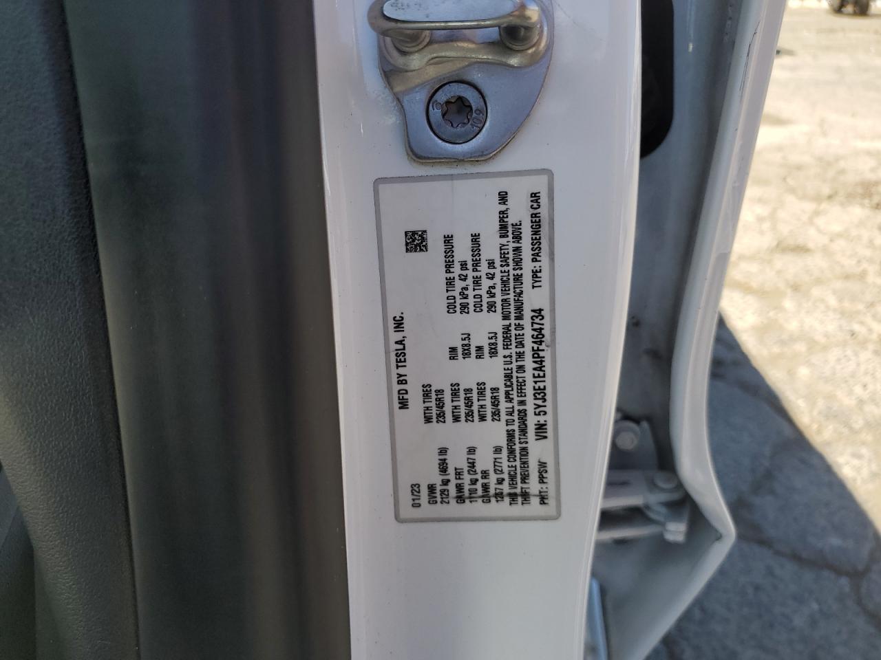 5YJ3E1EA4PF464734 2023 Tesla Model 3