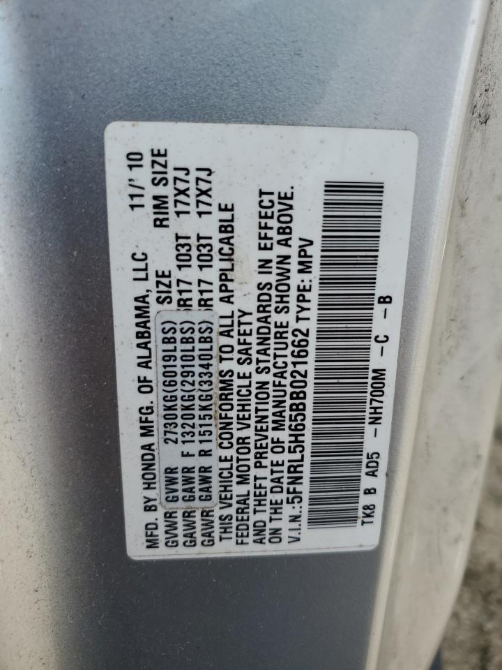 5FNRL5H65BB021662 2011 Honda Odyssey Exl