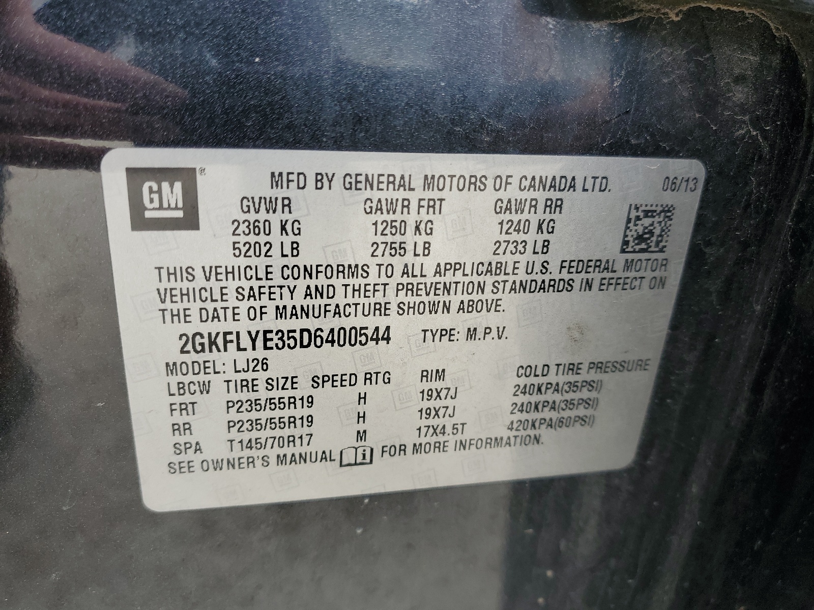 2GKFLYE35D6400544 2013 GMC Terrain Denali