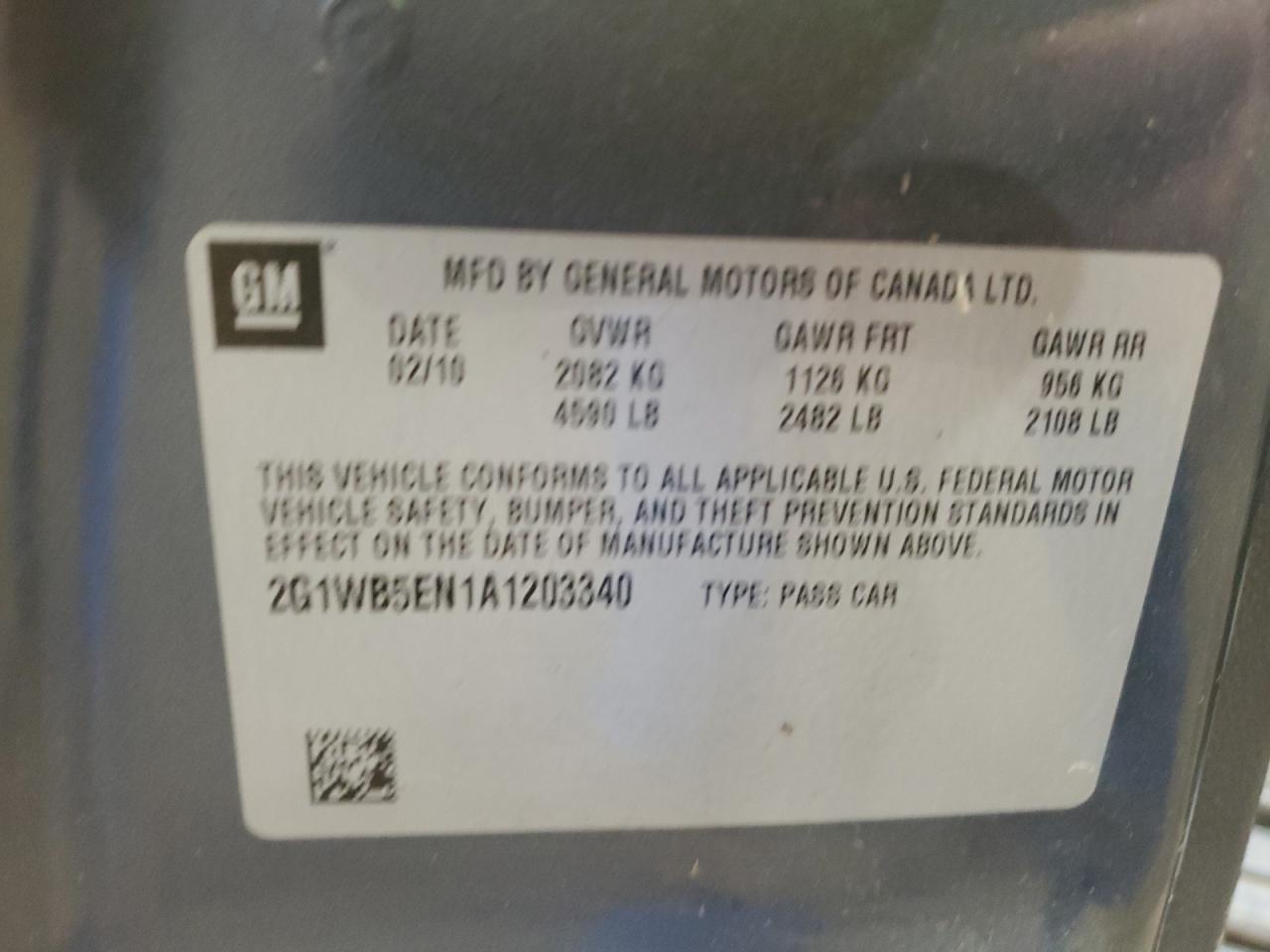 2010 Chevrolet Impala Lt VIN: 2G1WB5EN1A1203340 Lot: 59423004