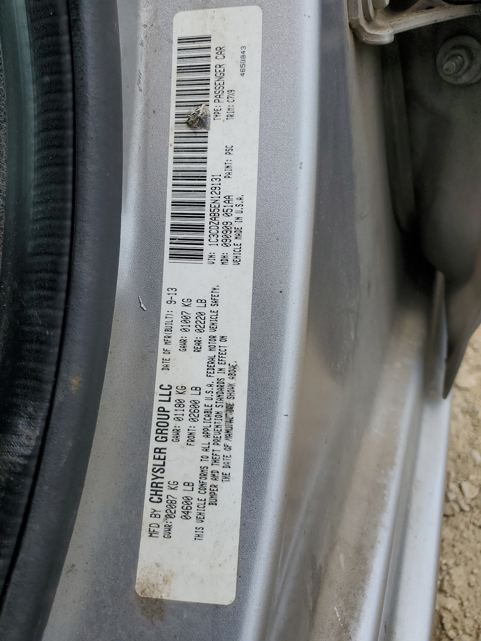 1C3CDZAB5EN129131 2014 Dodge Avenger Se