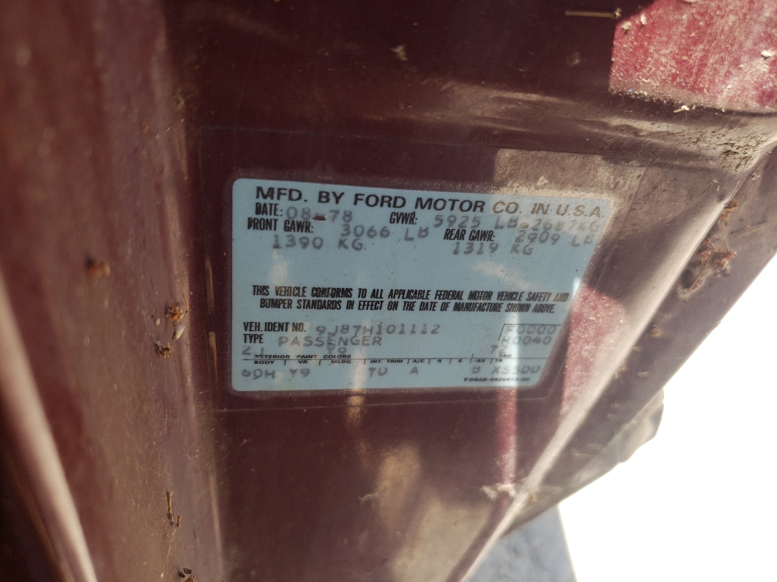 9J87H101112 1979 Ford Thunderbir