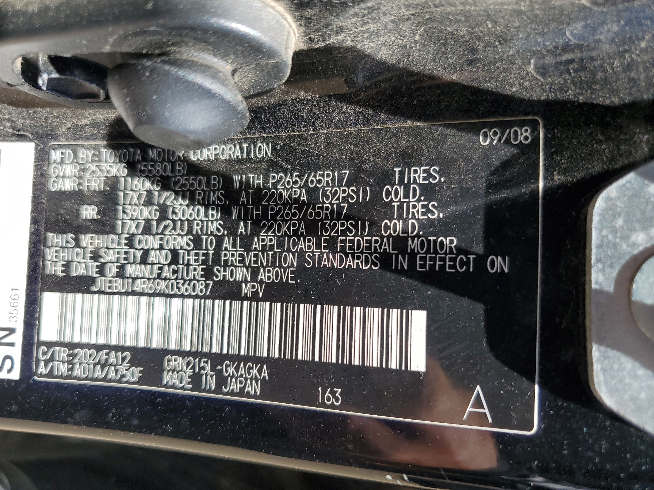 JTEBU14R69K036087 2009 Toyota 4Runner Sr5