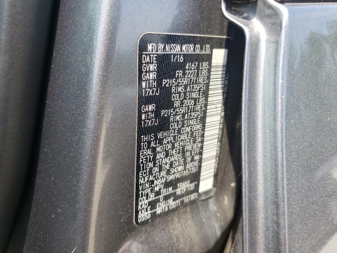 2016 Nissan Juke S VIN: JN8AF5MV9GT657351 Lot: 58498544