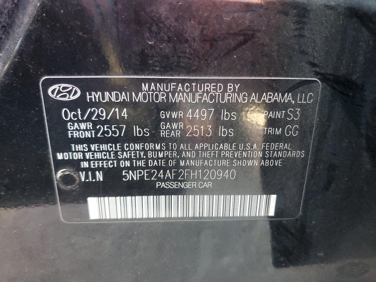 5NPE24AF2FH120940 2015 Hyundai Sonata Se