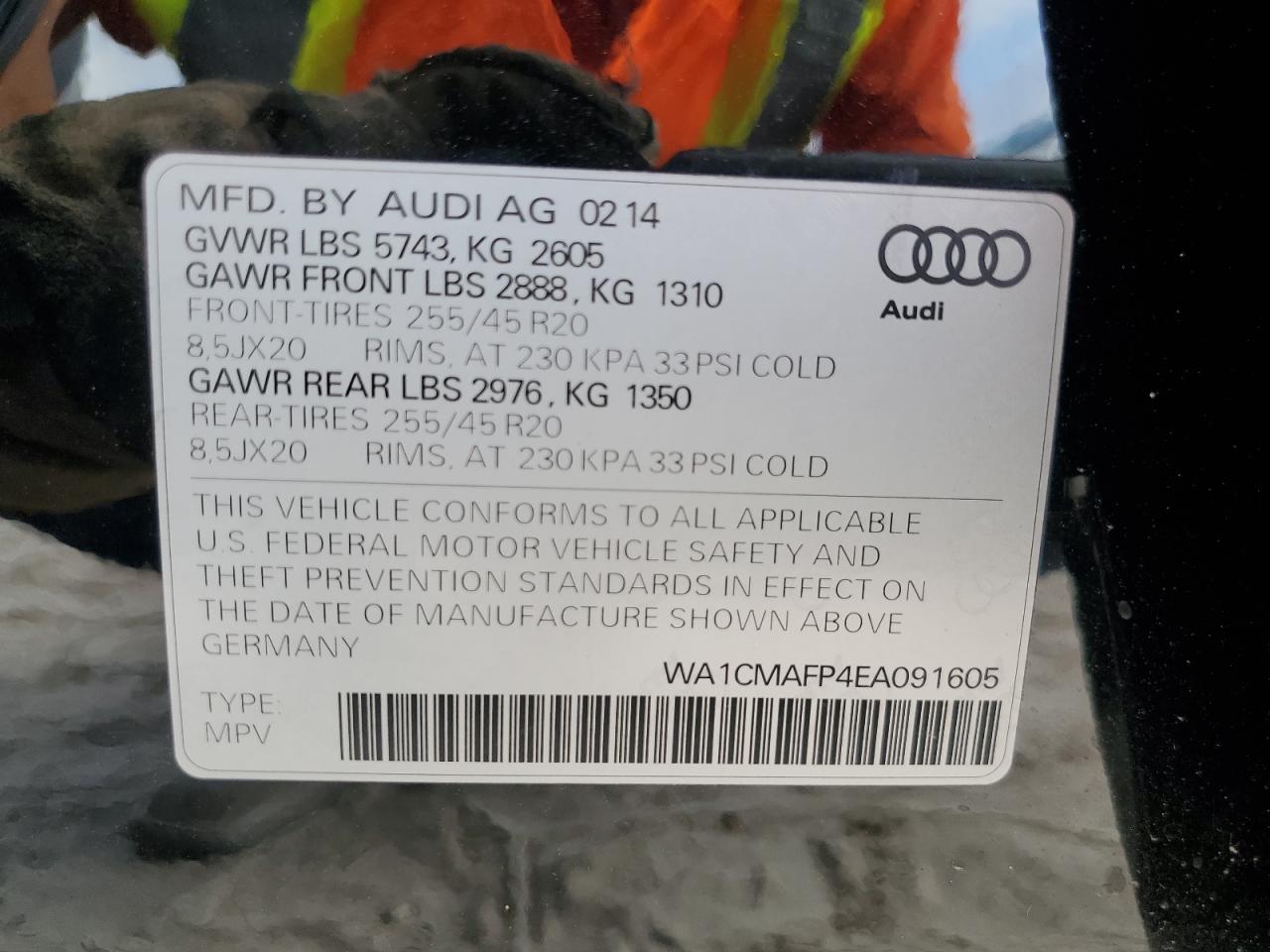 2014 Audi Q5 Tdi Premium Plus VIN: WA1CMAFP4EA091605 Lot: 61200694