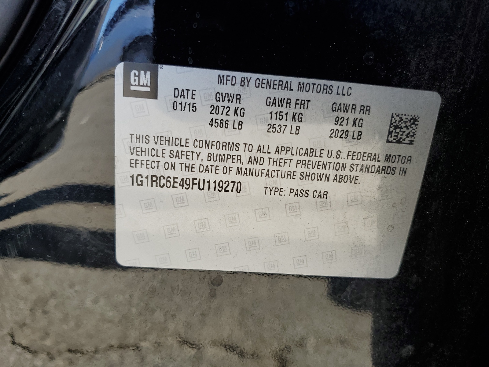 1G1RC6E49FU119270 2015 Chevrolet Volt